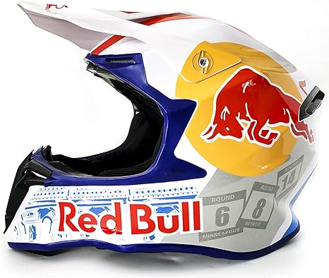 Amazon Co Jp フルフェイスオフロードバイクヘルメット Dot Ece承認オフロード車バイクモペットオフロード衝突クロスダウンヒルdh ゴーグルグローブレッドブル C M 57 58cm 車 バイク