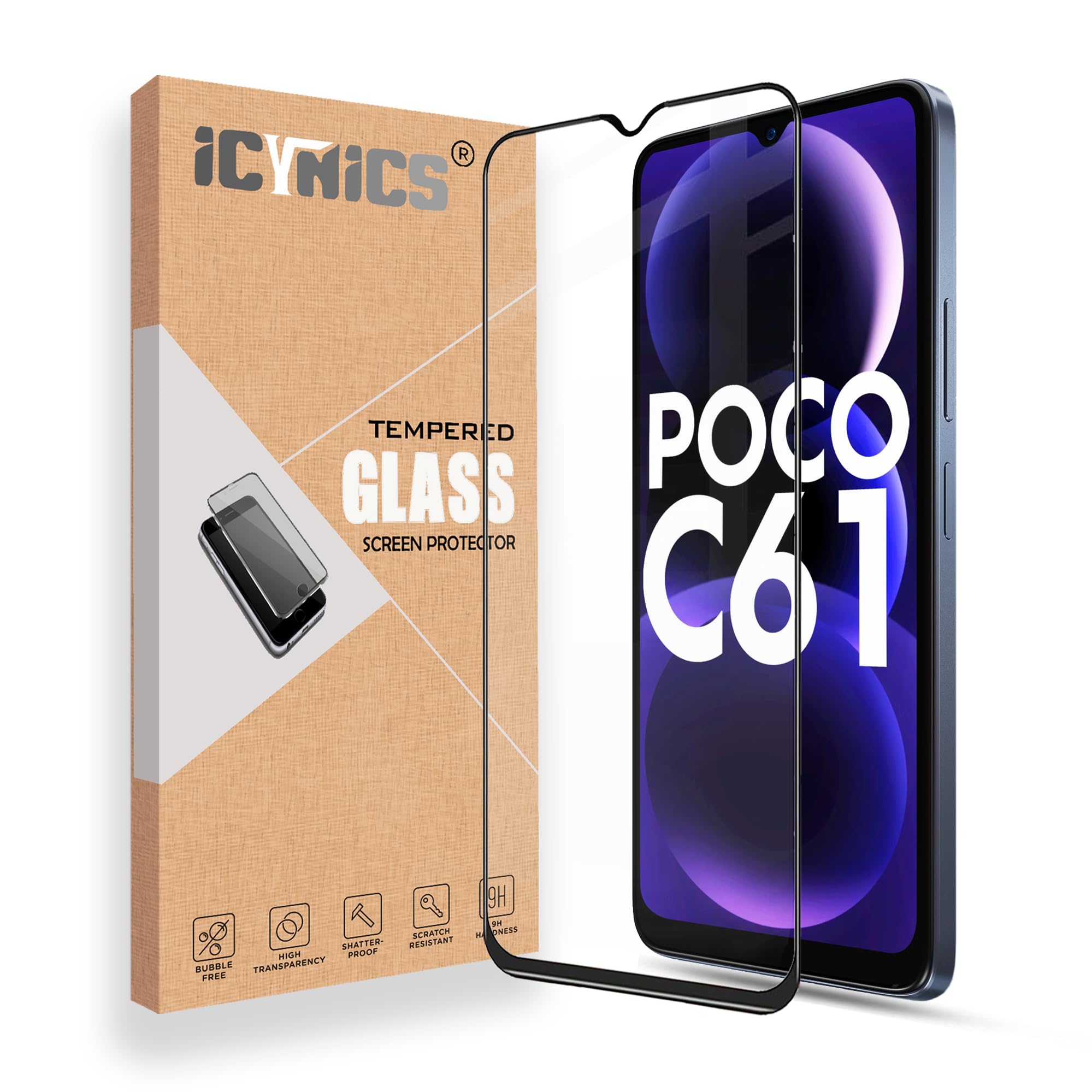 ICYNICS 11D Tempered Glass for Poco C61 Bubble-Free, HD Clear, Anti-Scratch with Edge to Edge Full Screen Coverage & Easy Installation (Pack of 1) (B0D9NX8TSV) Amazon Price History, Amazon Price Tracker