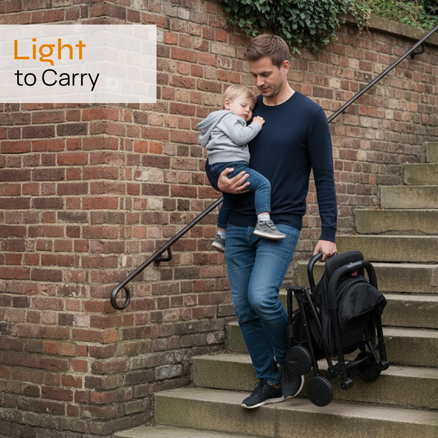 Jovial Passeggino leggero da viaggio con una sola mano, passeggino portatile compatto per uso quotidiano e viaggi in famiglia, con baldacchino, cestino e borsa inclusa