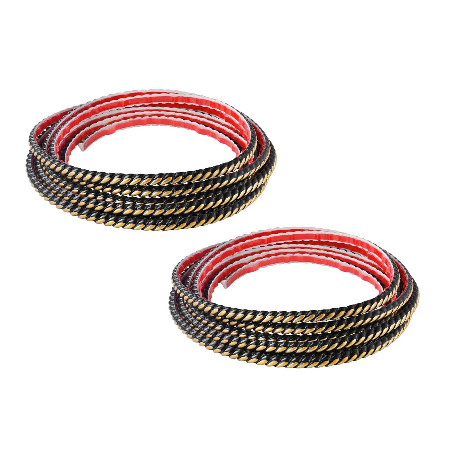 5M*2 Rolls PVC Wallpaper Border Self Adhesive,Flexible Molding Trim,Decorative Strip,Edging Strip for Cabinet,Door, Mirror Frame,Furniture Decoration,Plaster,Ceiling(10mm,Black with Gold)