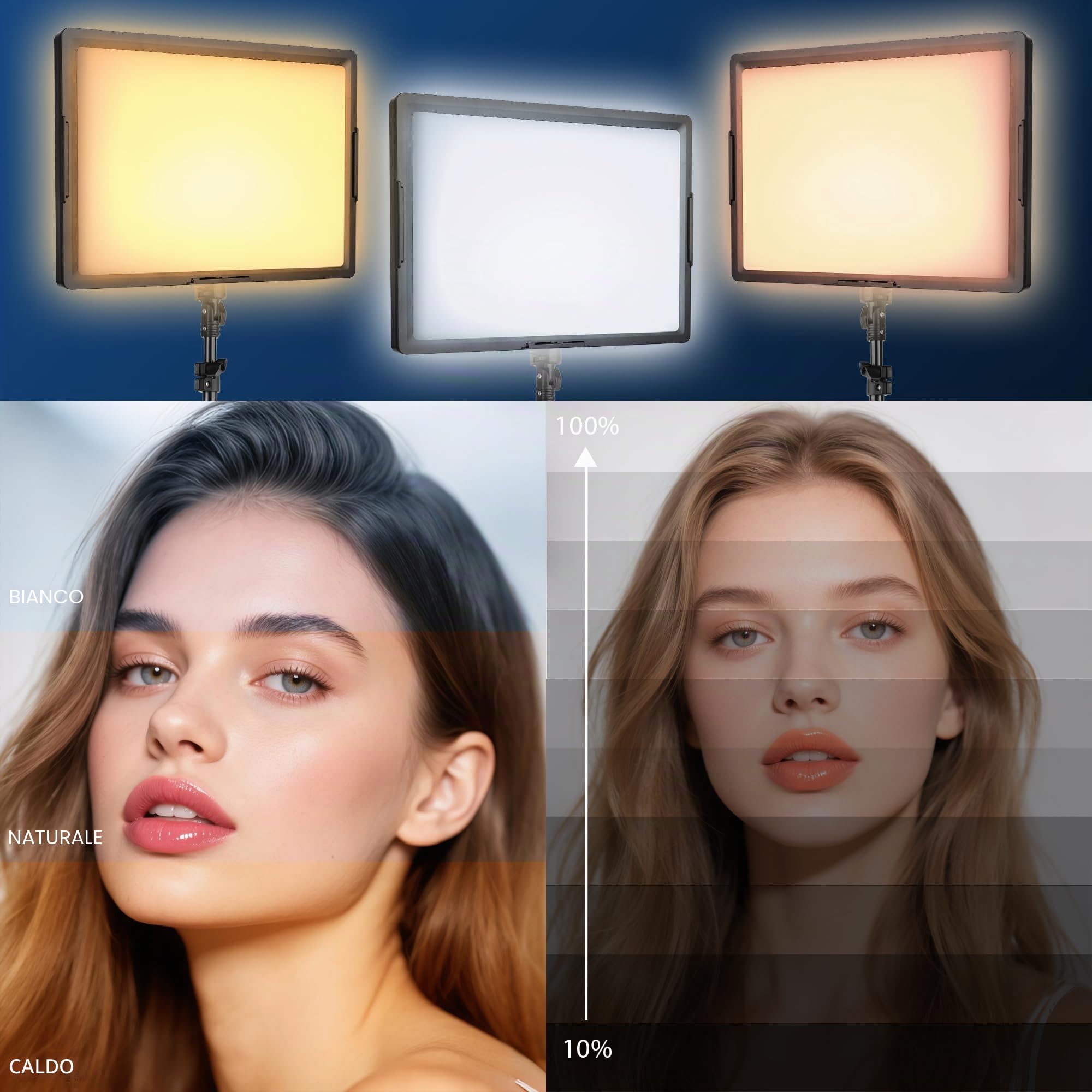 20W Luce Foto-video LED 2-Pack, Ci-Fotto Luci Continua Dimmerabile LED Bi-colore 2800-6500K, 175cm Kit di Illuminazione Fotografica CRI 97+ 2000LM per Studi, Registrazione Video YouTube TikTok