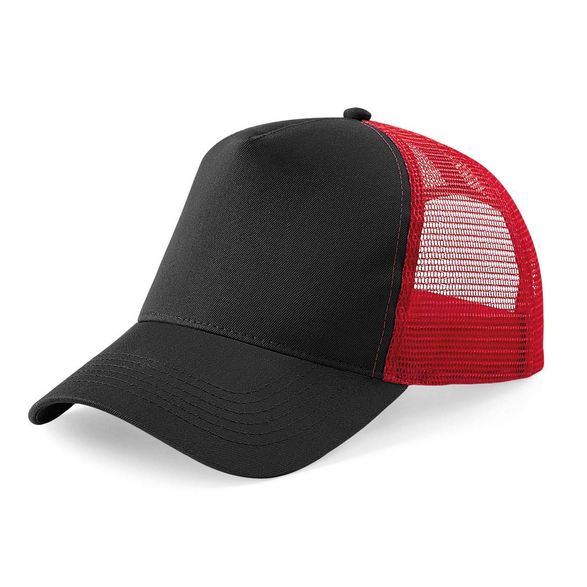 Mkr Unisex Black/Red Plain Trucker Cap Mesh Back Baseball Cap Snapback