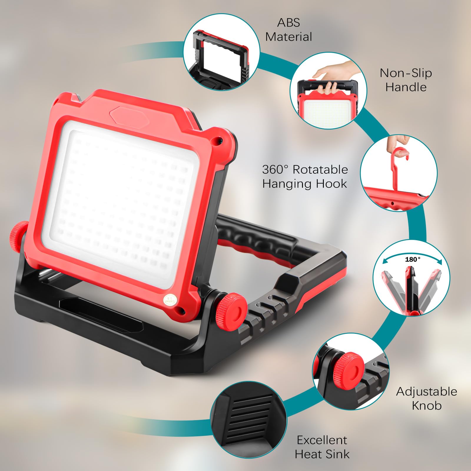 Per Einhell lampada da cantiere a batteria Makita da 18 V, lampada da cantiere, faretto portatile, torcia elettrica, supporto magnetico/dispositivo portatile, campeggio (batteria non inclusa)