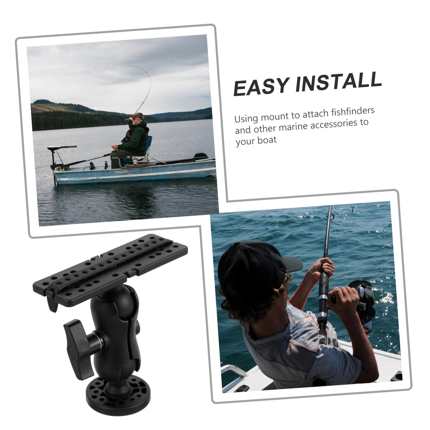 KOMBIUDA Multifunktionale Halterung für Fischfinder für Kajaks, Verstellbar | Nylon und Silikon, Schwarz, Schnelle Montage und Demontage, für Kanus Sowie Marinezubehör