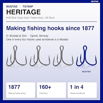 Mustad KVD Elite Triple Grip Treble 2X Short 1X Strong