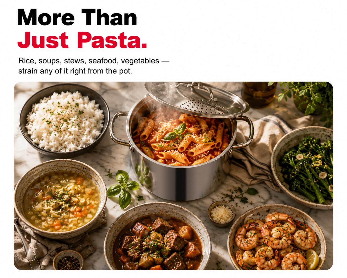 Stainless Steel Pasta Pot with Strainer - 5.5 Quart -8