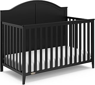 Graco Wilfred 5-in-1 Convertible Crib (Black) – GREENGUARD Gold Certified, Converts to Toddler Bed and Full-Size Bed, Fits Standard Full-Size Crib Mattress, Adjustable Mattress Support Base