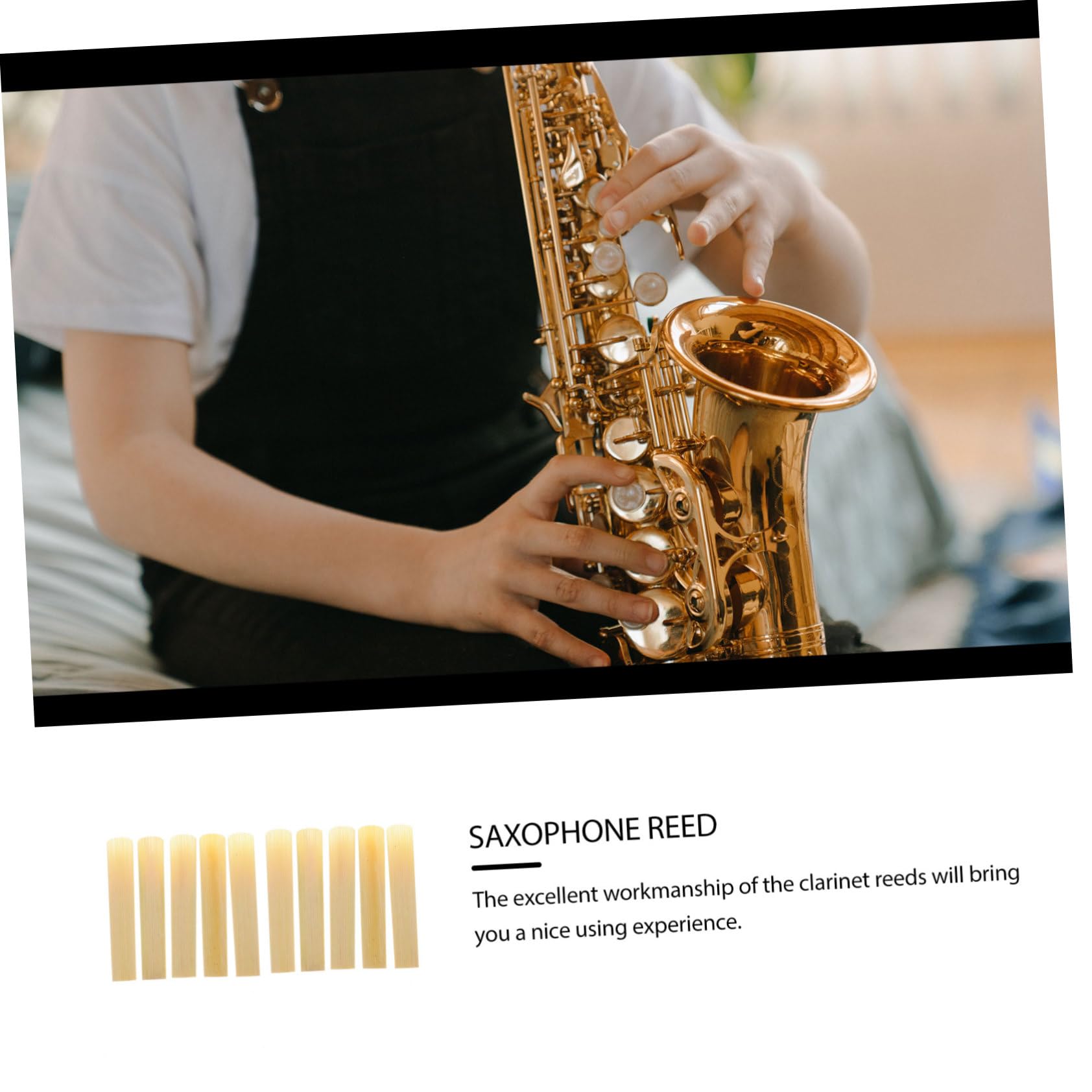 50piezas Cañas Para Saxofón y Clarinetes Accesorios De Dureza Fáciles De Instalar y Ligeras Para Músicos Principiantes y Avanzados