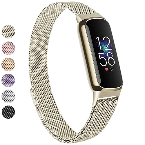 Vanjua Metal Band Compatible with Fitbit Luxe Bands, Stainless Steel