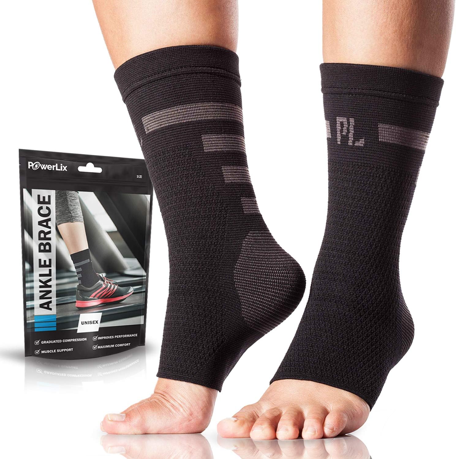 POWERLIXAnkle Compression Sleeve, Nano Sock, Arch & Ankle Support for Men & Women (Pair), Medical Foot & Ankle Brace for Running, Injury Recovery, Neuropathy, Heel & Achilles Tendonitis Pain Relief