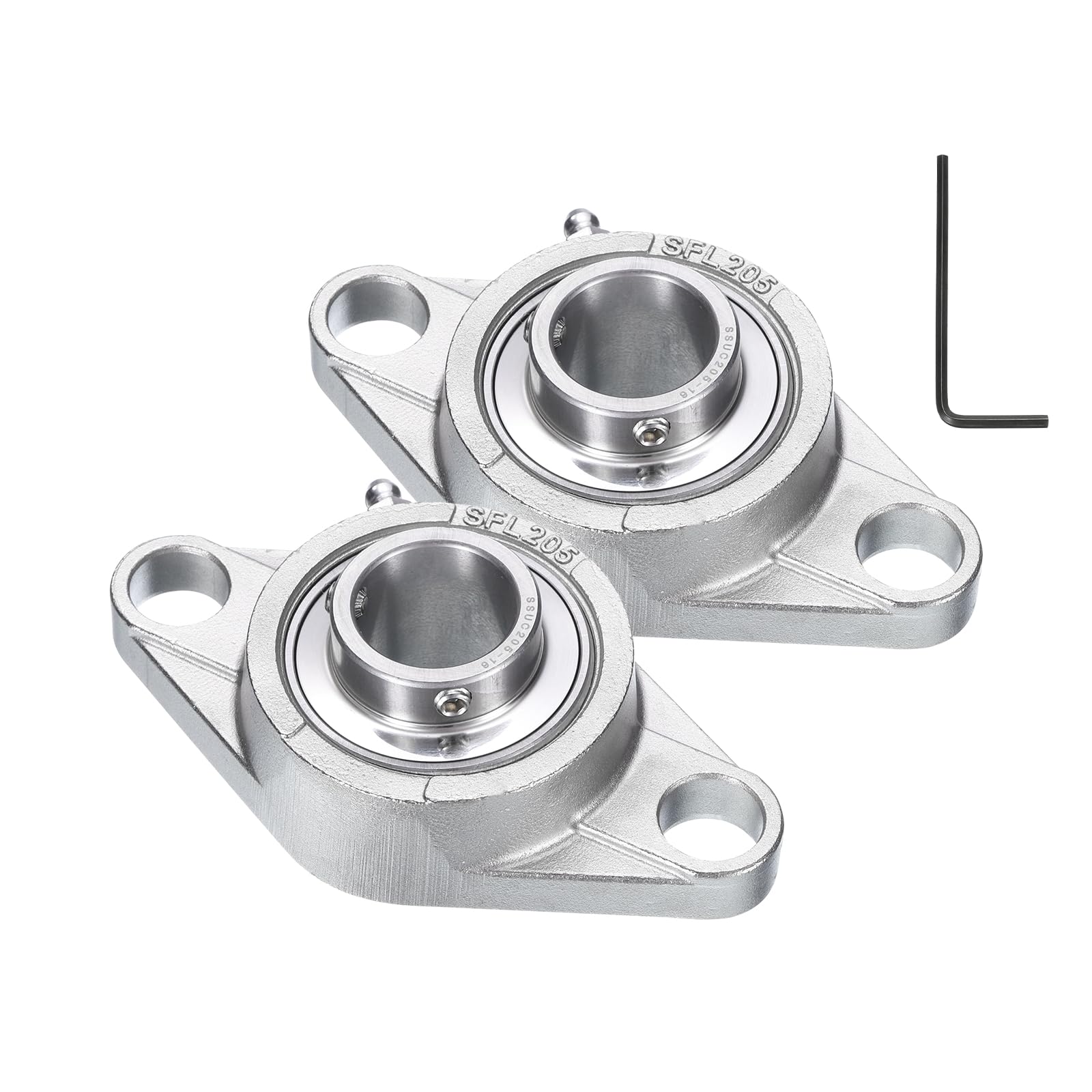 QUARKZMAN 2 Pz Cuscinetti a Blocco a Cuscino SUCFL205-16 Foro da 1 Pollice Auto-Allineanti, Base in Acciaio Inossidabile Montata Cuscinetti in Acciaio al Cromo