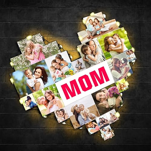 Miniatura 2 de Marcos de fotos de corazón con 15 marcos de fotos personalizados para colgar en la pared con luz LED, collage de múltiples marcos de fotos para