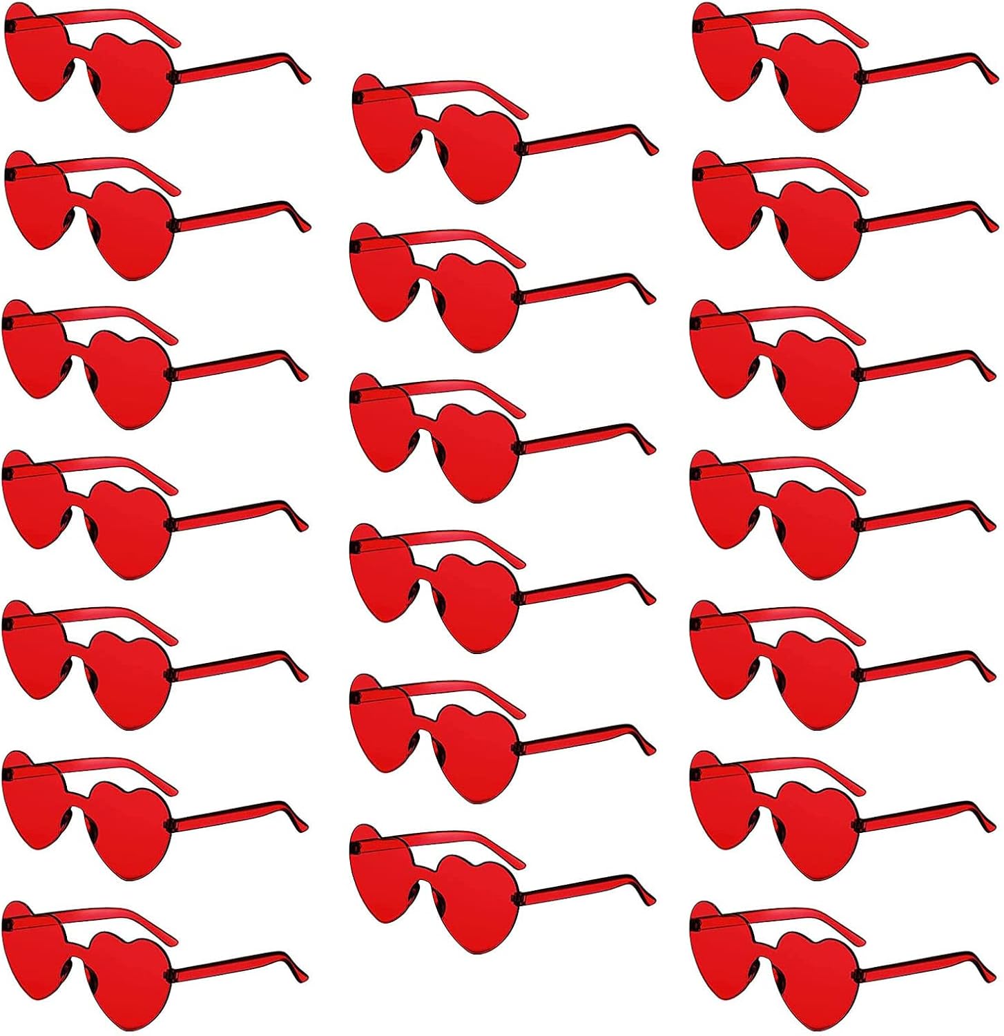 YQVIE 20 Pack Heart Shaped Sunglasses One Piece Candy Color Rimless Glasses for Women Bachelorette Party Supplies