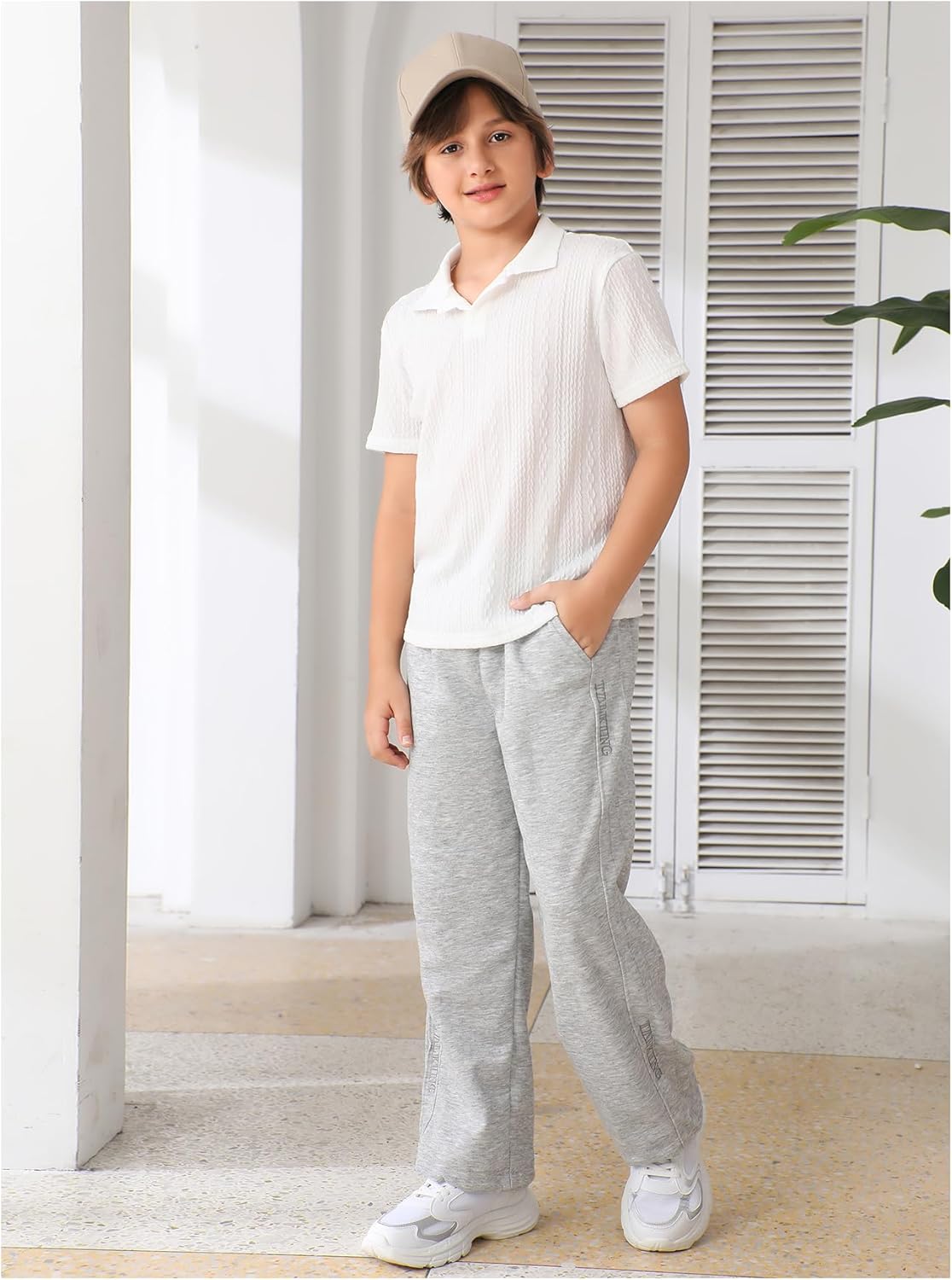 Verdusa Boys Button Down Shirt Tops Short Sleeve Collar Textured Tee Shirts - Image 5