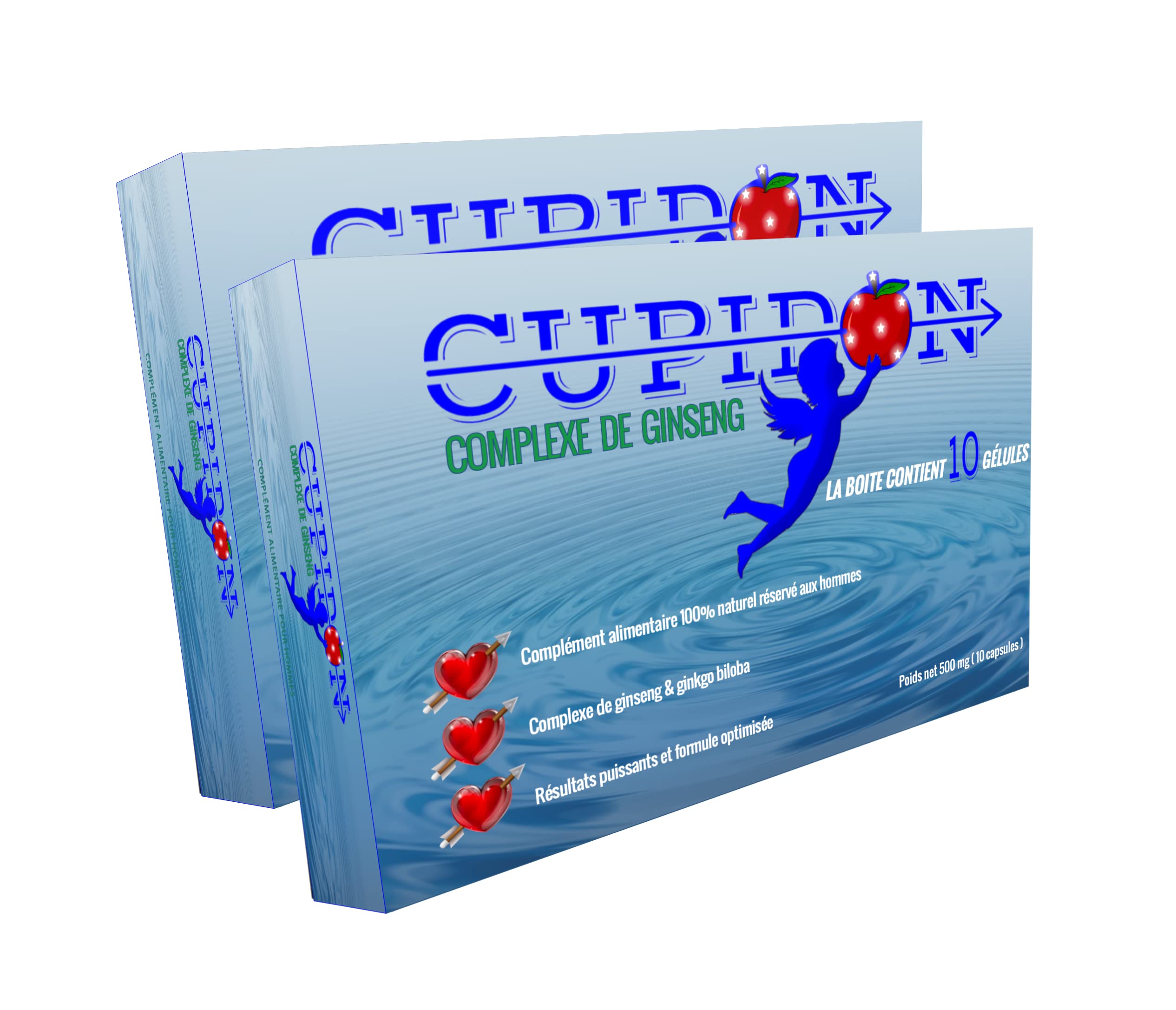 Cupidon Offre 2 boites - Puissant compléments alimentaires naturels au ginseng et cordyceps reservé qu'aux hommes. Energie masculine