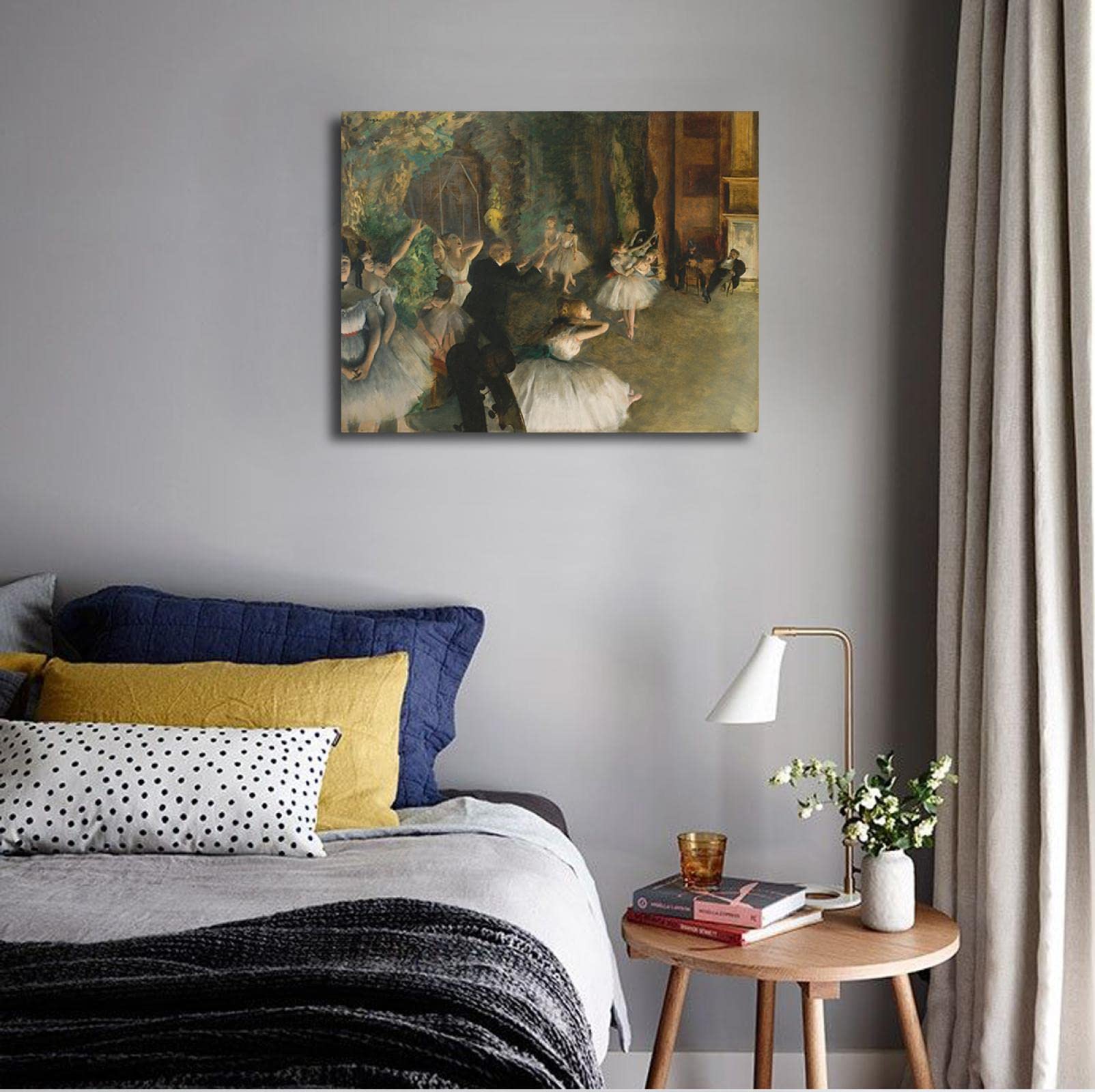 KAWAAI El ensayo del ballet en el escenario por Edgar Degas Cartel Lienzo Cartel de arte de pared Imagen decorativa Obras de arte caseras modernas Carteles 50x65cm Marco interno
