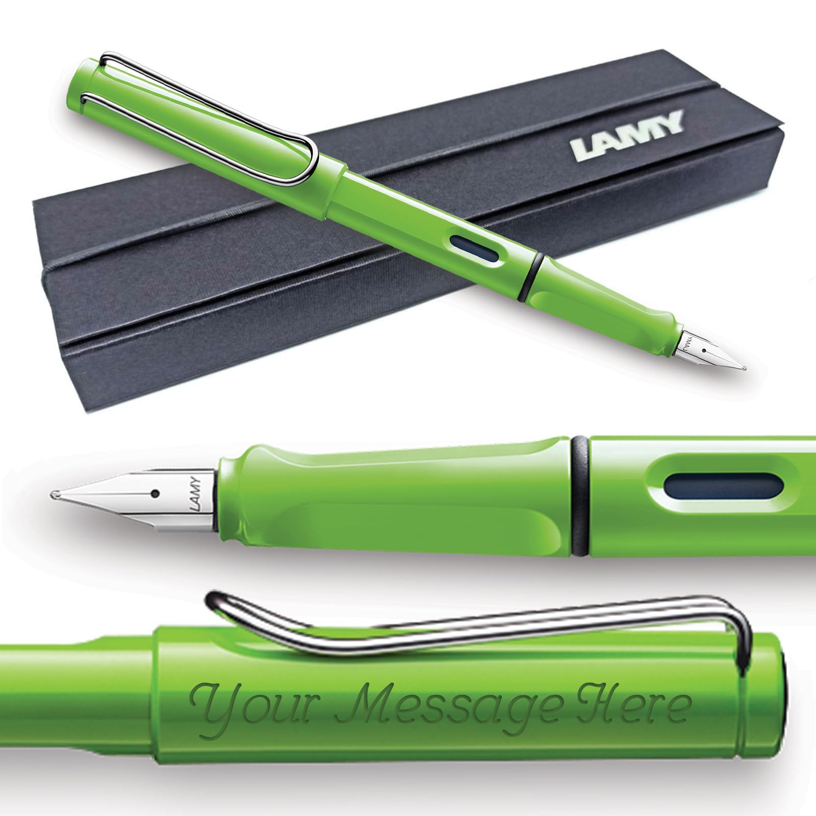 Safari Green Fountain Pen - Gift Boxed - Free Engraving (Medium (M)