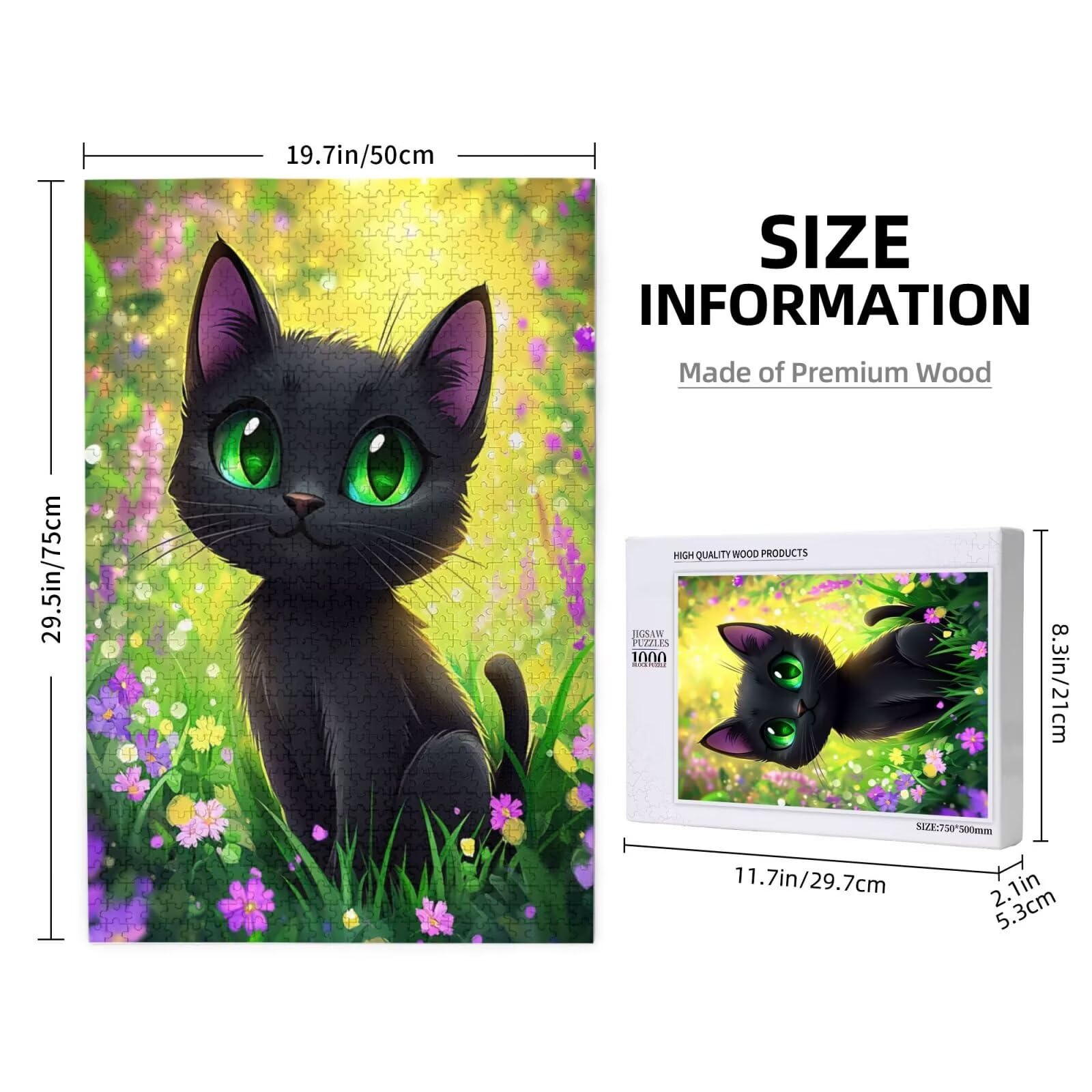 Mignon Puzzle Chat 3000 Pièces Adultes, DIY Puzzles Classiques Art avec Boîte d'emballage et Photos de Référence, Relaxation/Soulagement du Stress/Jeux Amusants, Creatif Cadeau pour Femme M-1645