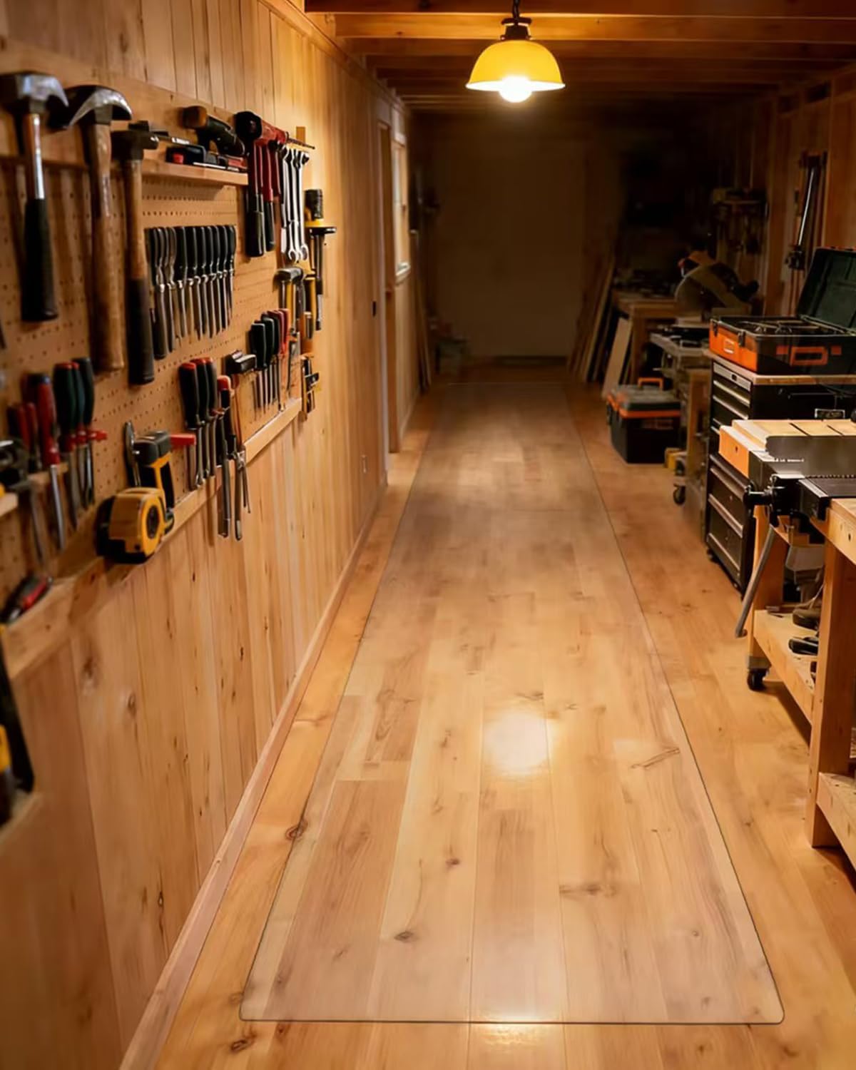 【16 Anti-Slip Stickers Included】3'×10' Clear Plastic Floor Runner, Non Slip Runner Protector, Wipeable Vinyl Runners, Extra Long Clear Floor Protector for Kitchen/Utility Room, Rug Cover for Hardwood