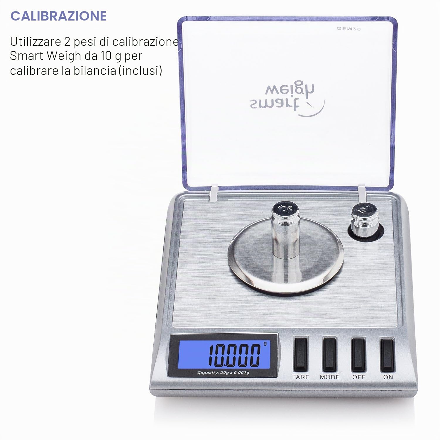 Smart Weigh Bilancia per Gioielleria di Alta Precisione al Milligrammo, 20 x 0,001g, con Funzione Tara, Pesi di Calibrazione e Pinzette Incluse