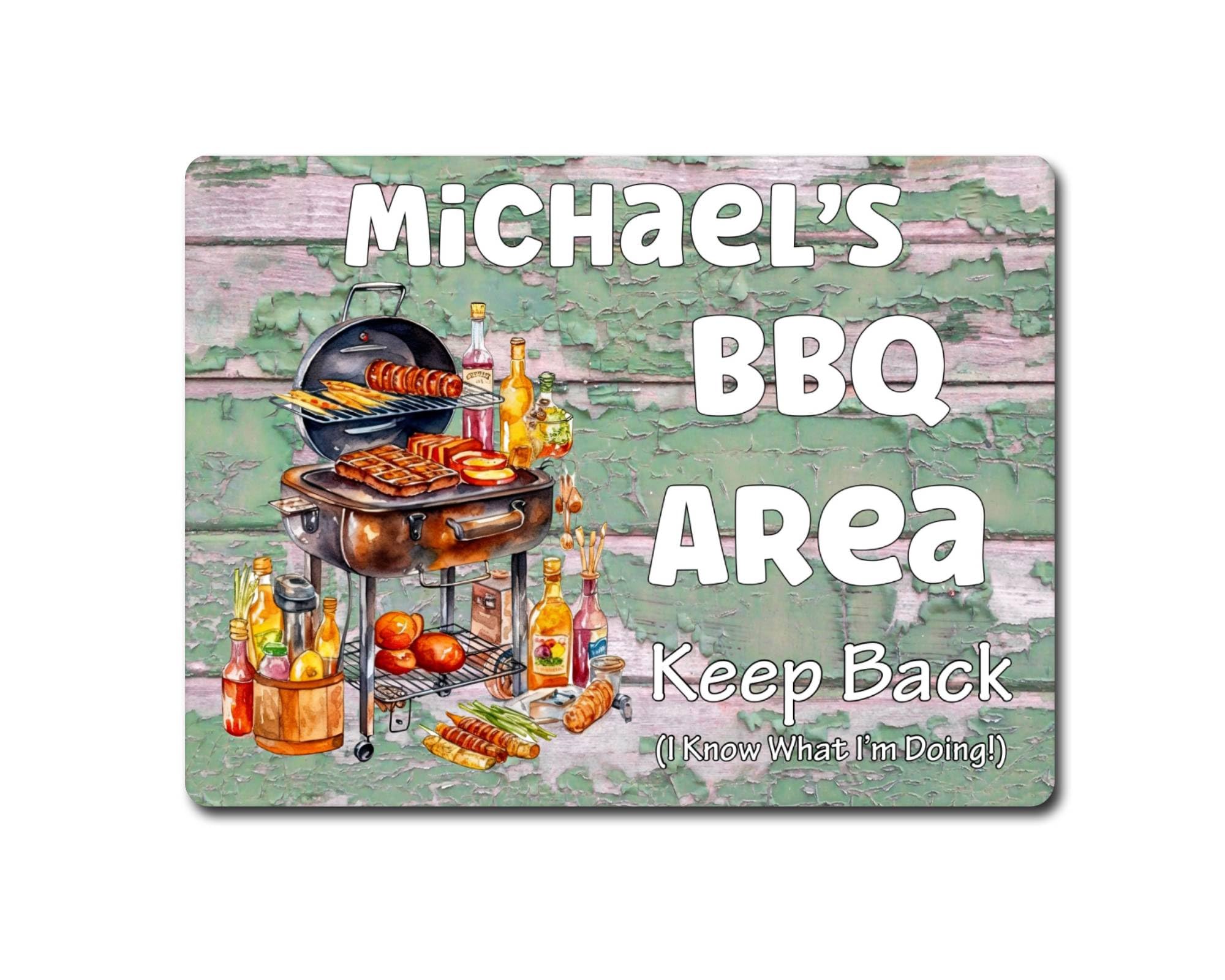 Decalarama Personalised Barbecue Metal Sign Gift – Any Name Bbq Area - Family Fun Home Garden Alcohol Food Novelty Aluminium Present