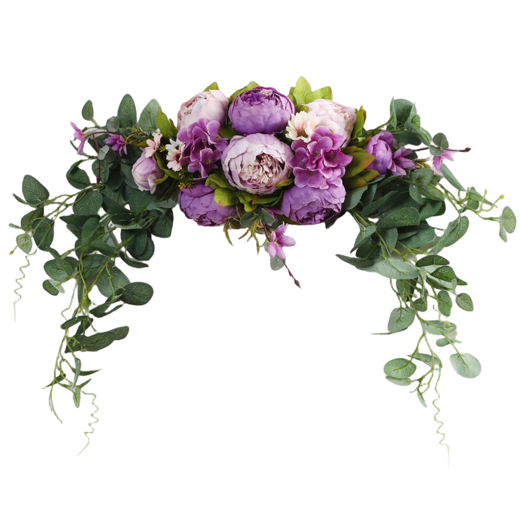 Bemonew Arch Flowers, Elegant Wedding Arch Flowers with Leaves, Artificial Floral Swag for Weddings, Home & Party Decorations, Purple