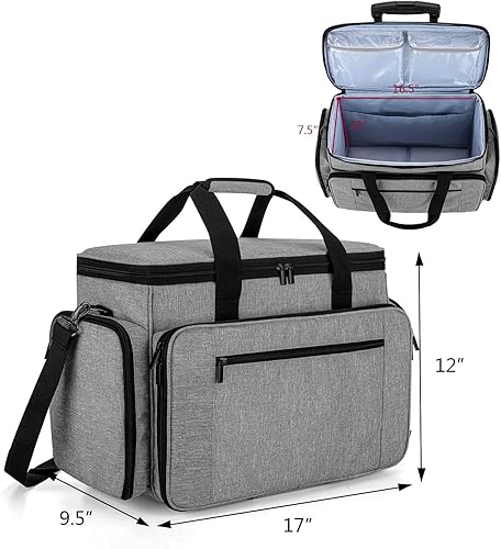 Miniatura 65 de Luxja - Bolsa para máquina de coser portátil, compatible con la mayoría de las máquinas Singer Morado,Negro,Azul,Puntos grises,Puntos