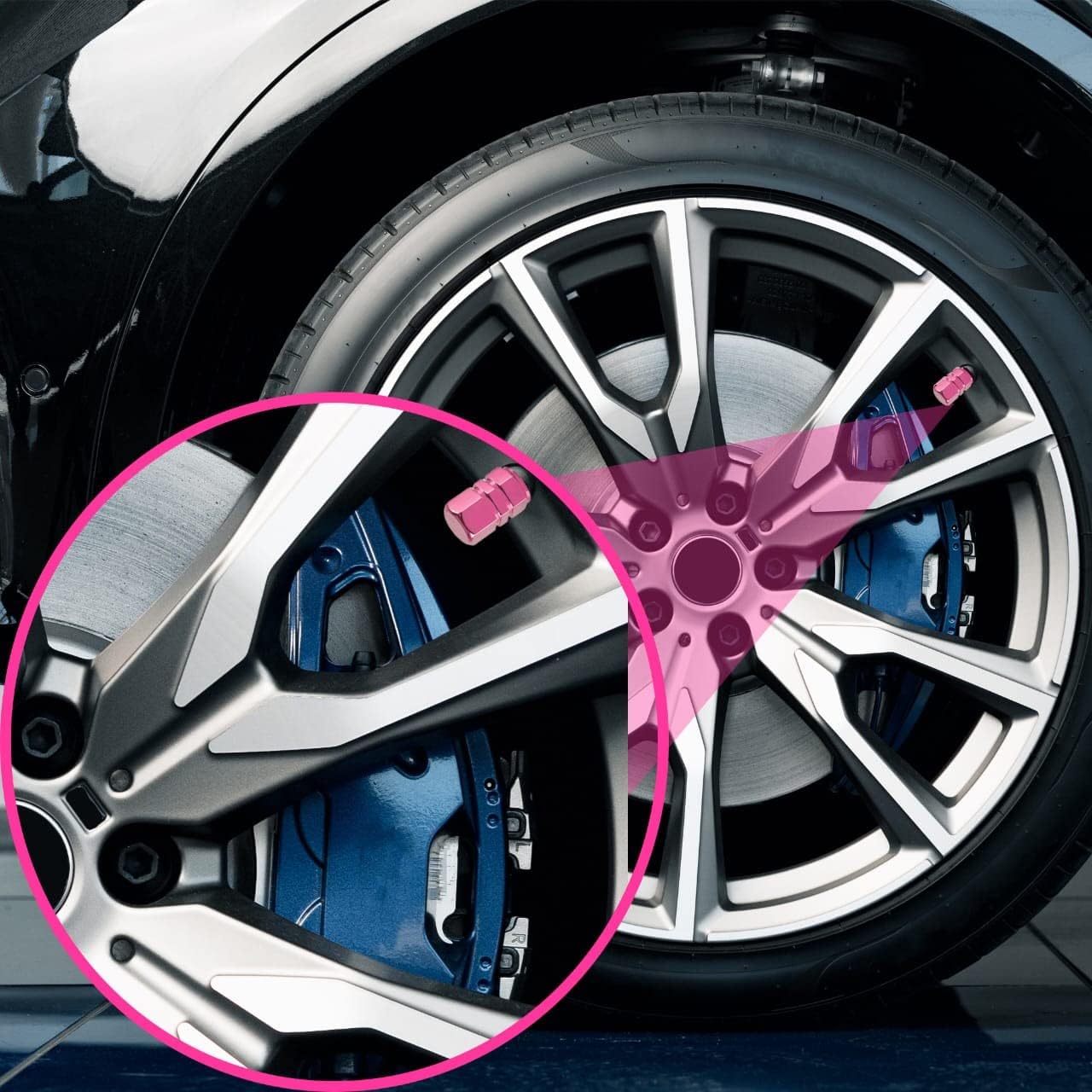Performore 8 pcs Tire Valve Caps Heavy-Duty Stem Covers Universal Car Wheel Aluminum Tire Valve Stem Caps Dust Cover for Cars, SUVs, Bikes, Bicycles, and Motorcycles (Pink)