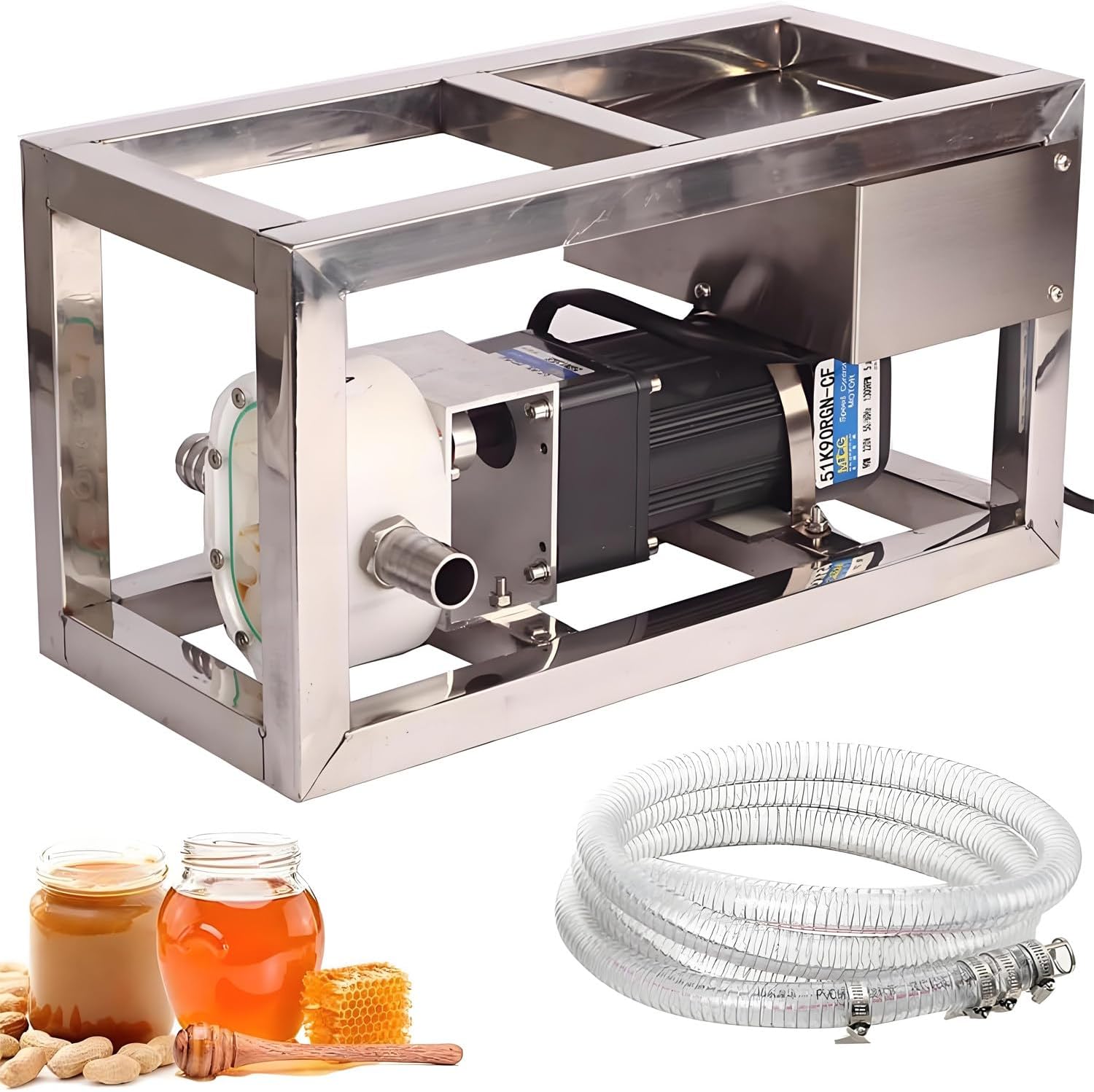 Electric Honey Transfer Pump, Viscous Liquid Honey Transfer Pump, 6-10L/Min Food Grade Stainless Steel with 9.84ft Pipe 90W for Honey Peanut Butter Syrup