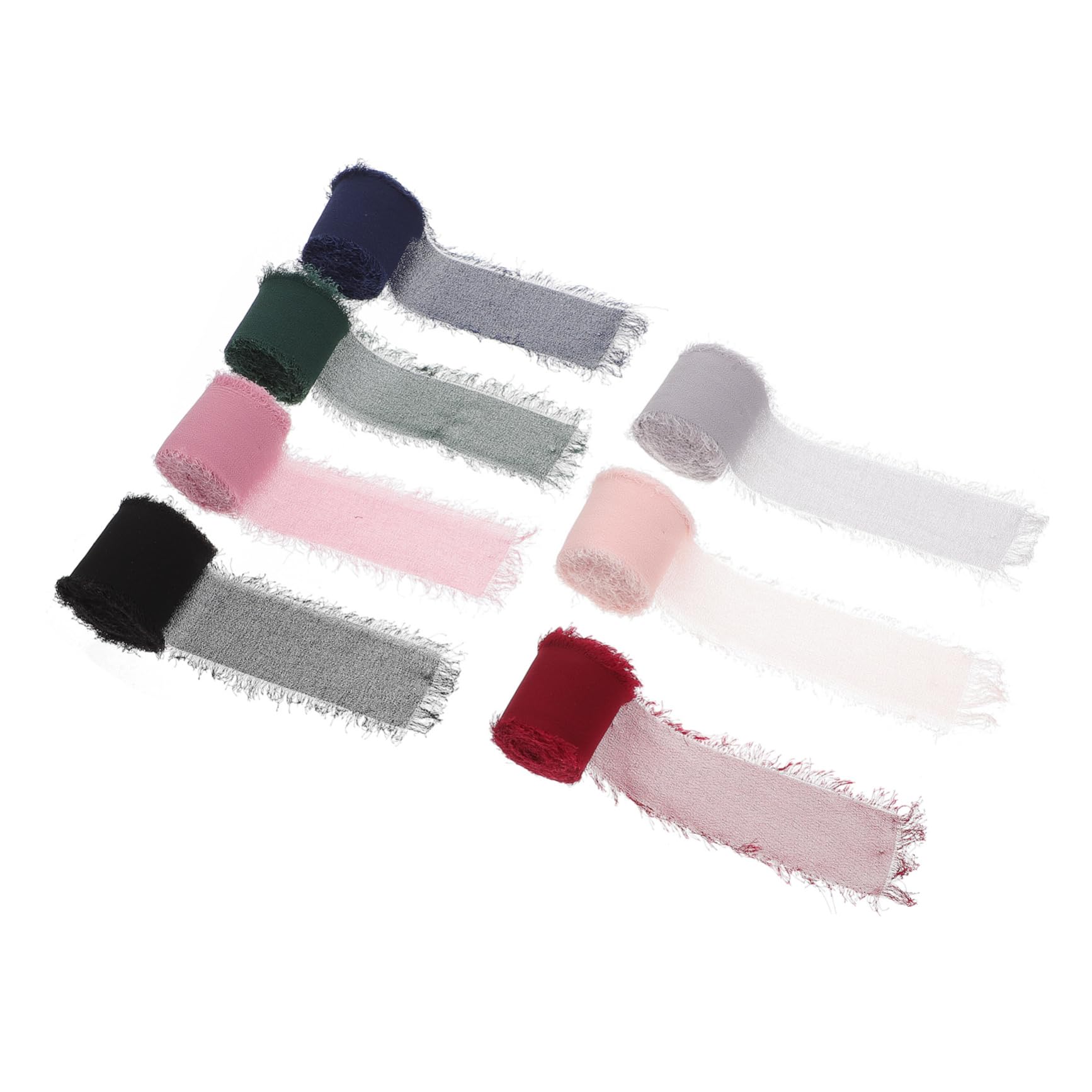TEHAUX 7rolle Seidenband Farbige Fransen-chiffon-seidenbänder Seidenähnliche Bänder Diy-verpackungsbänder Geschenkverpackungsbänder Dekobänder Blumenstraußbänder