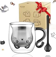 Vista 15 de ecooe Juego de 2 tazas de café de doble pared de 4 onzas, tazas de café de vidrio transparente con asa, taza de café aislada de borosilicato