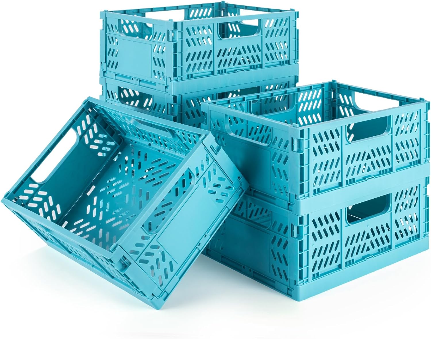 Olyzer 6 Pack Plastic Storage Basket, Folding Storage Box Crate