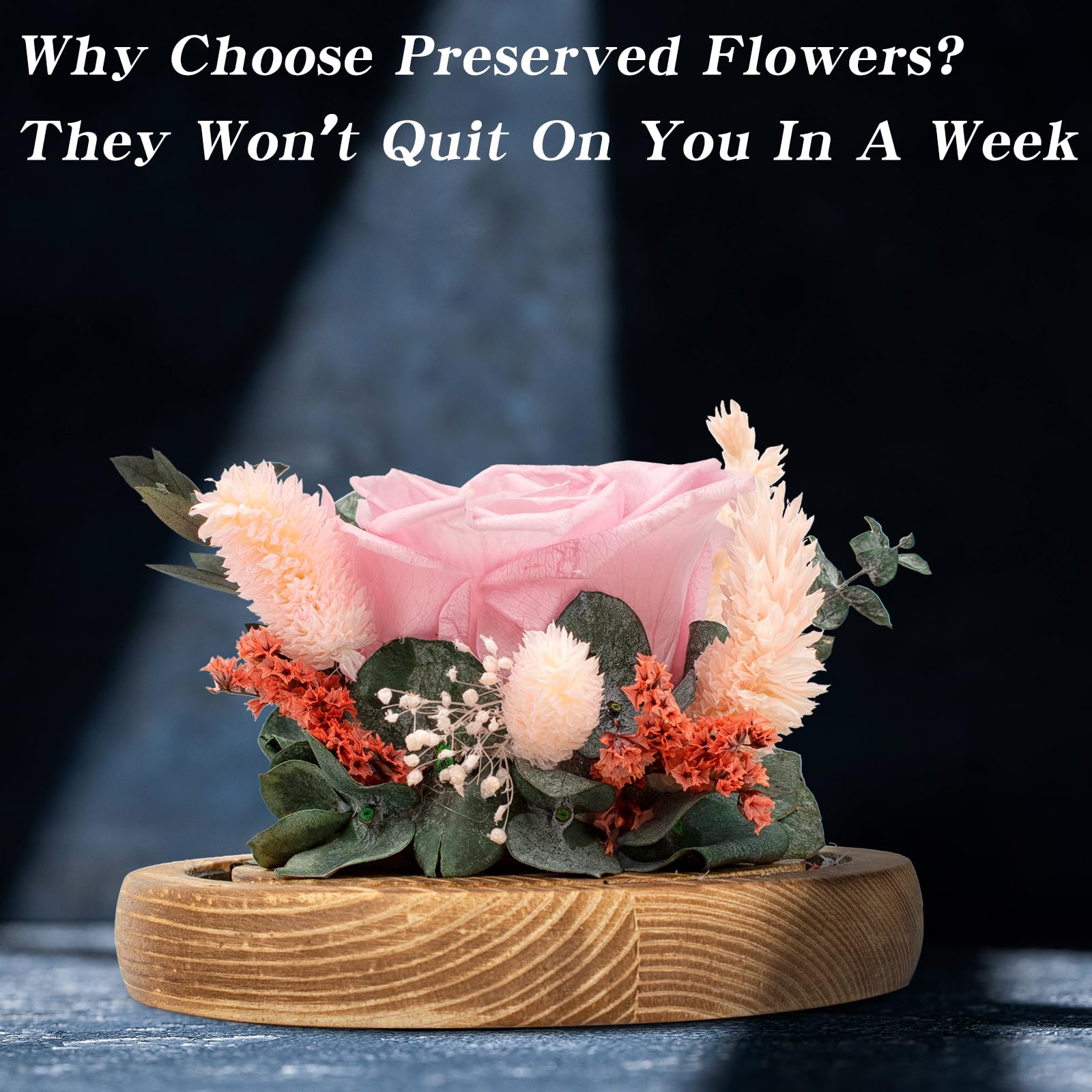 Regalo Flor Regalos de flores preservadas para mujeres, rosas preservadas rosas en cúpula de cristal, arreglos florales de rosas reales, flores para siempre para mamá, regalos de cumpleaños para