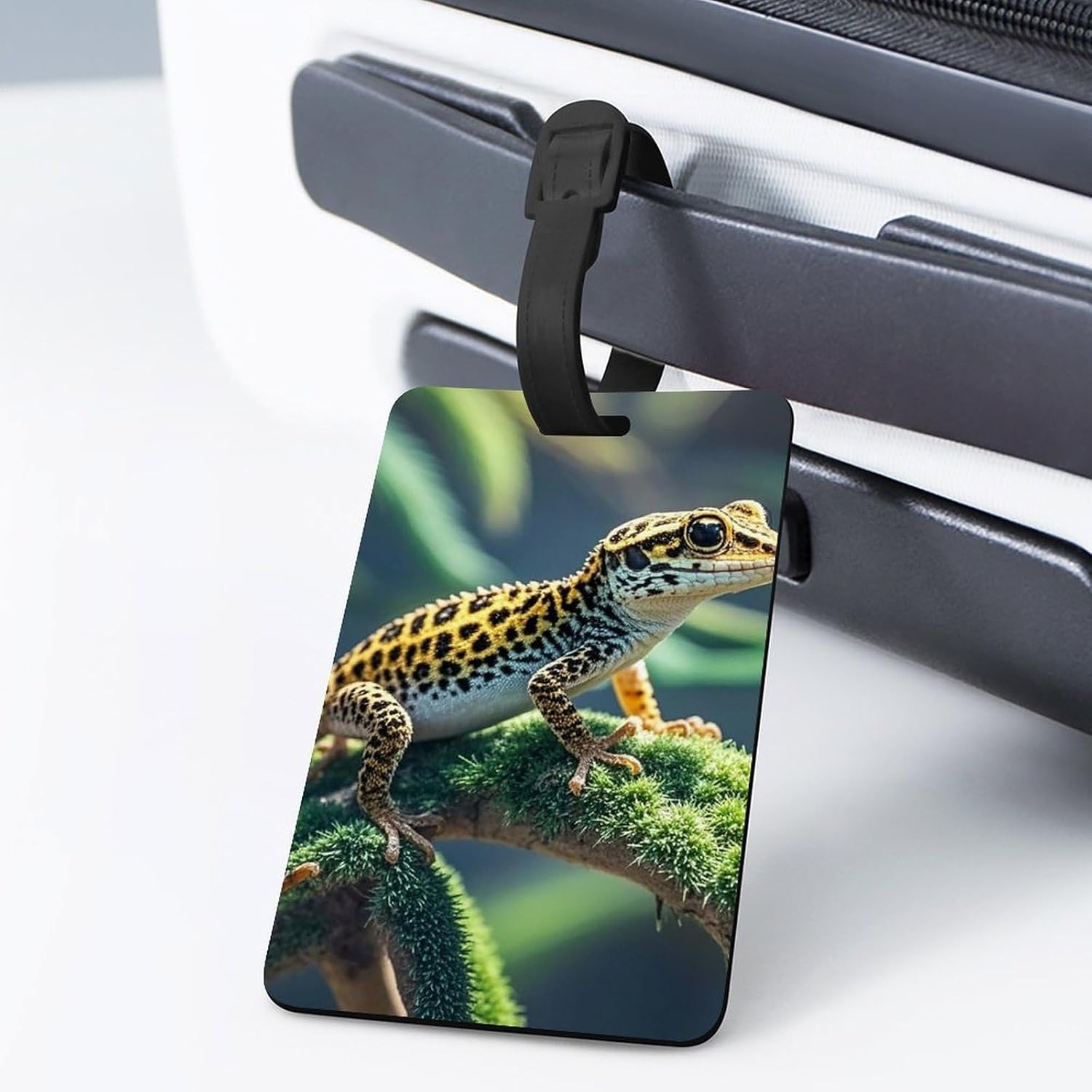 Luggage Tags for Suitcase with Name Id Card, Leopard Little Gecko image 3