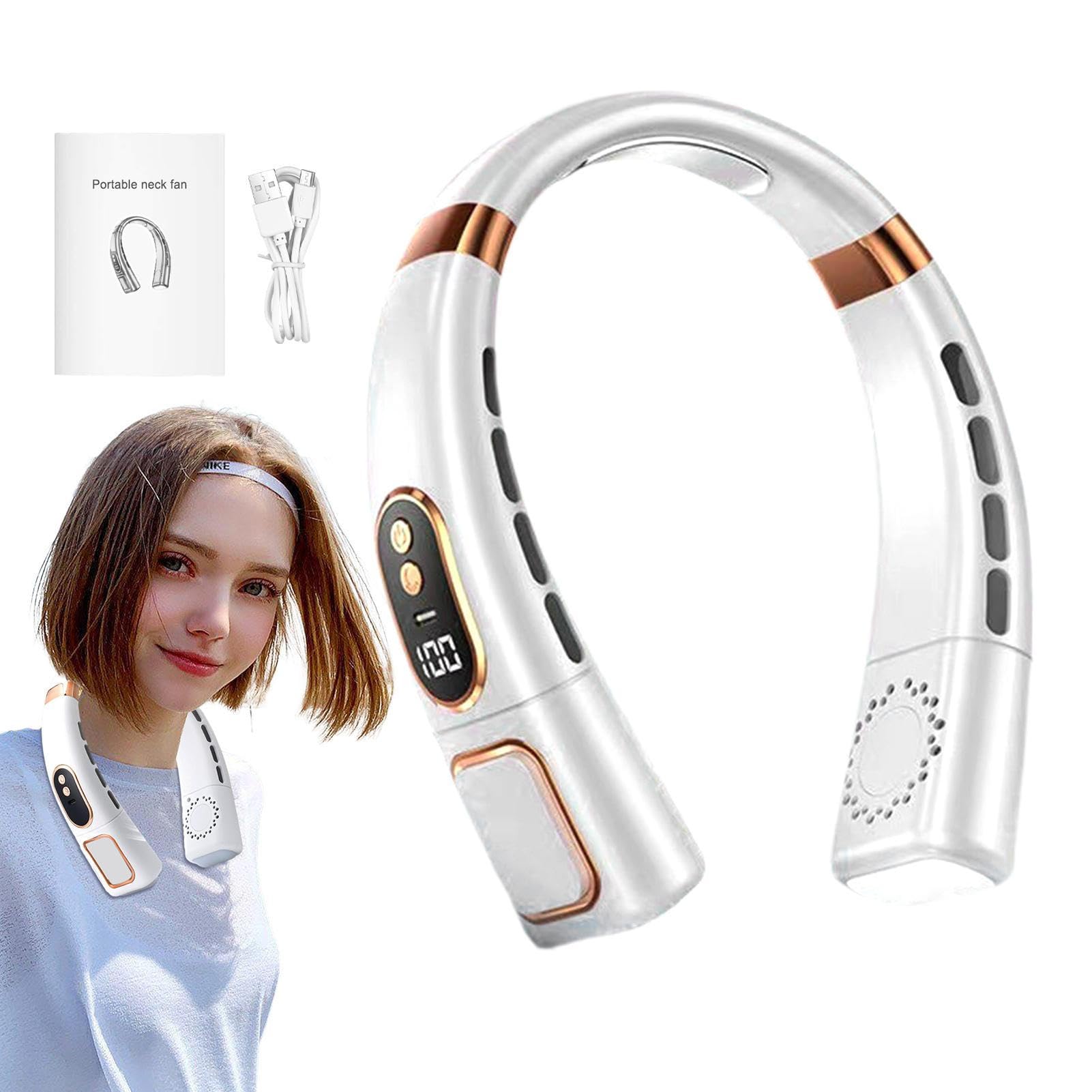 Portable Neck Fan, Bladeless Neck Fan, Wearable Personal Fan With 5 Wind Speed, Rechargeable Hanging Neck Fan, 4000 MAh Battery Operated