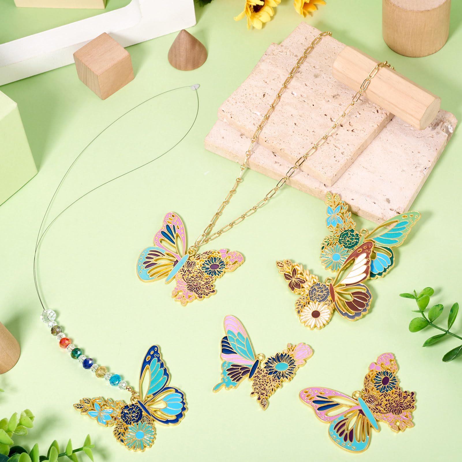 Spritewelry 6 Pcs Alloy Enamel Butterfly Charms Colorful Insect Pendants Metal Enamel Butterfly Pendants Earrings Dangles Charm for Jewelry Making Necklace Earrings - Image 2