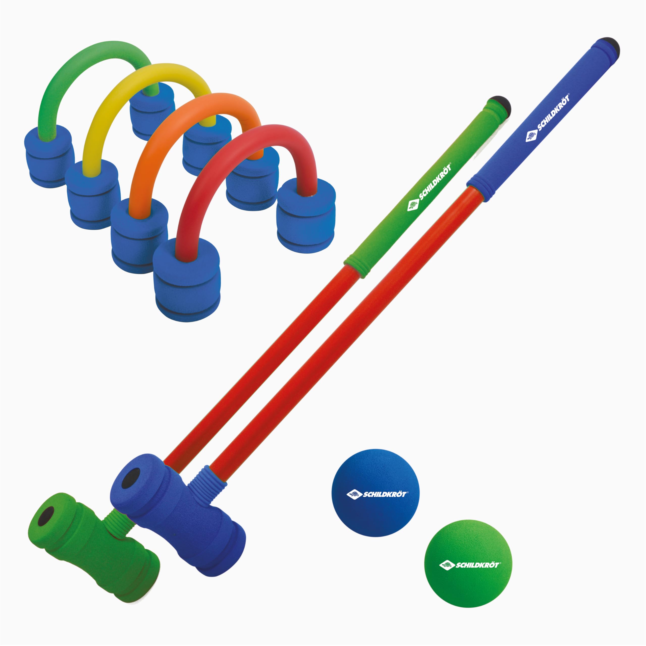 Schildkröt Jeu de Croquet Souple Set en Mousse pour Enfants 2 maillets 2 balles 4 arceaux