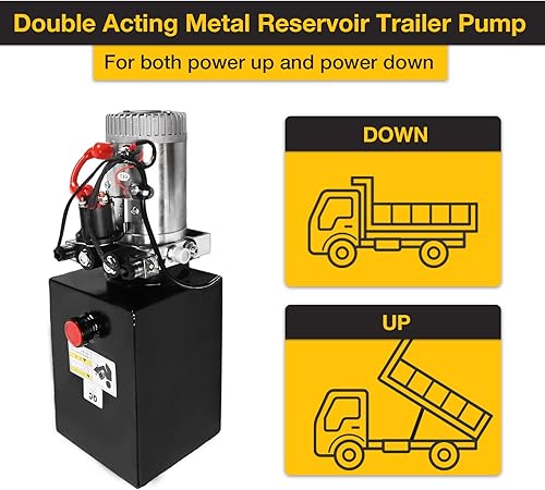 Miniatura 4 de Unidad de potencia hidráulica de 6 cuartos de galón y 6 vías, bomba hidráulica solenoide de doble efecto de 12 V CC con depósito de plástico para