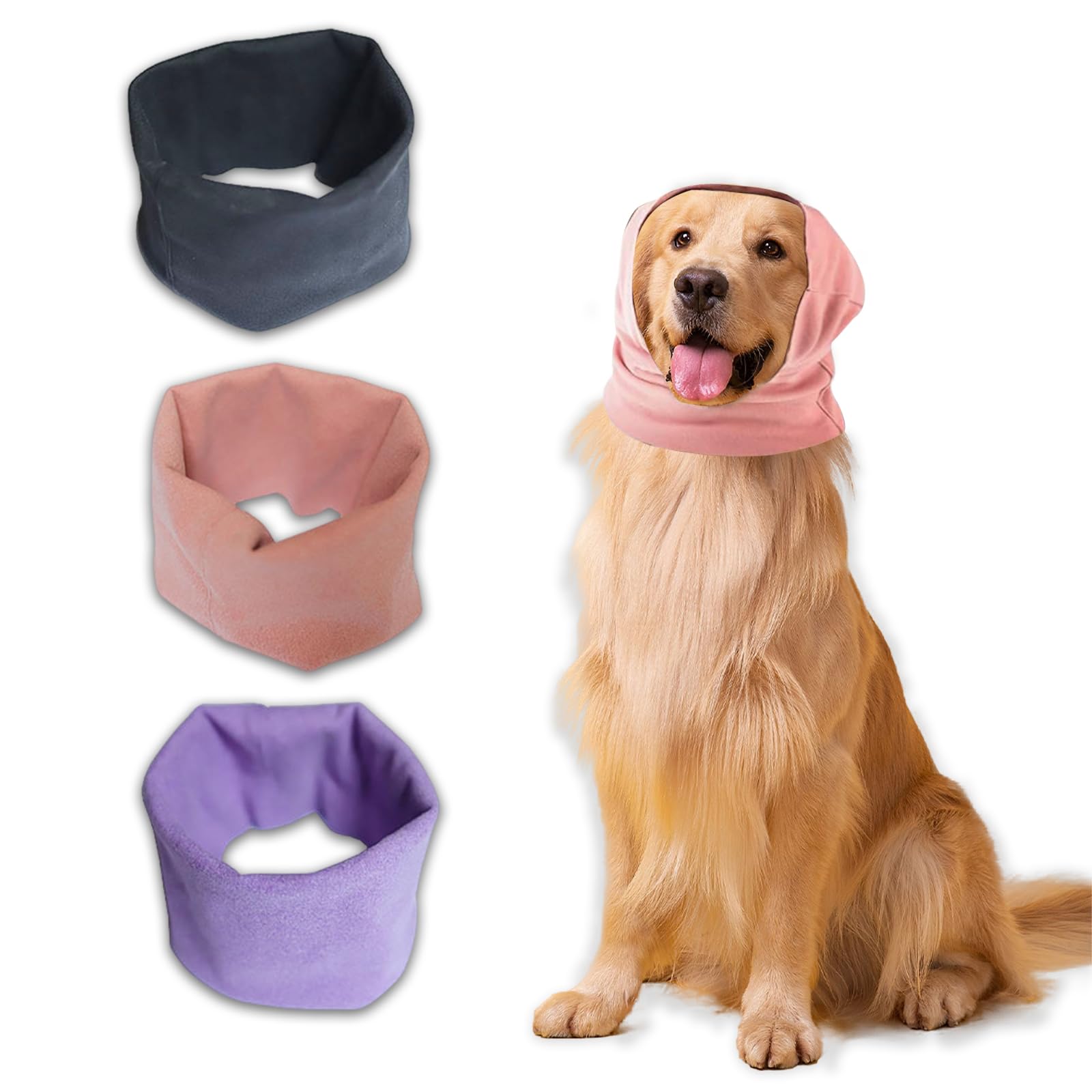 Cuffie per Cani con Paraorecchie - Bandana per Cani di Taglia Media, Nero, Tessuto Amichevole per la Pelle, Impermeabile, Riscaldante, 3 Pezzi