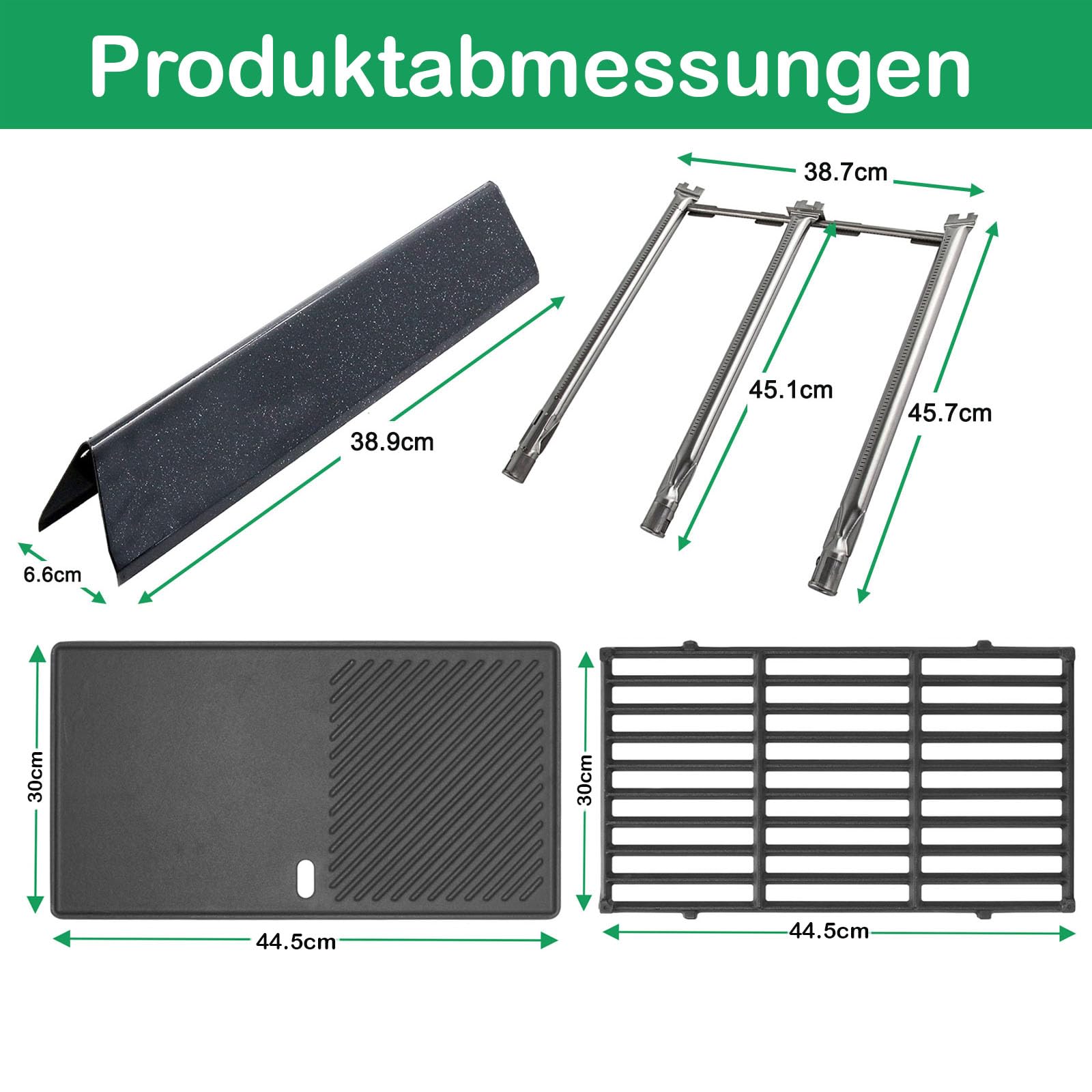 WELL GRILL Części zamienne do serii Weber Spirit I & II E/S 310 320 330, 7636 Flavorizer Bars & 69787 palnik ze stali nierdzewnej i ruszt do grillowania 44,5 cm i płyta grillowa do grilla gazowego