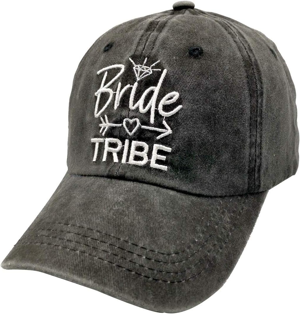6 Pack Bride Tribe Baseball Cap Embroidered Distressed Denim Hat for Bachelorette Party