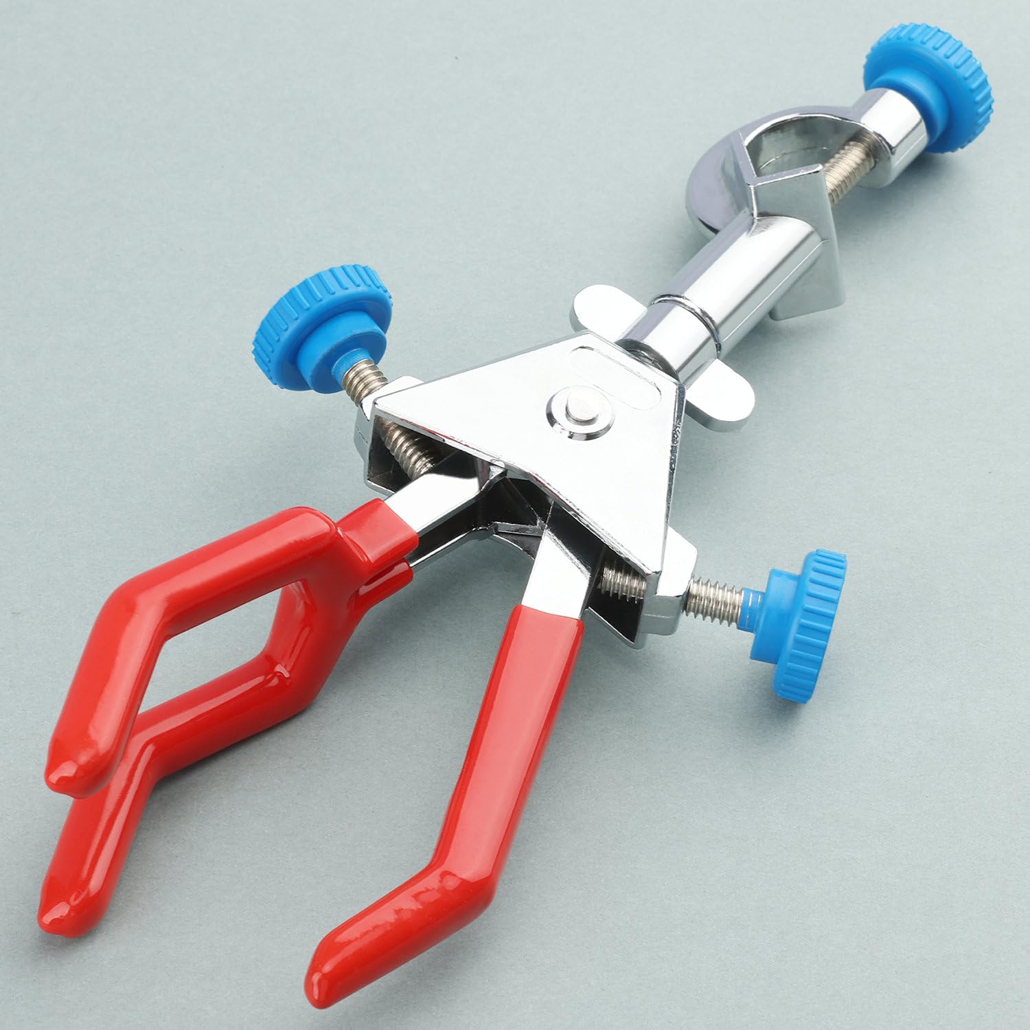 stonylab Pince à 3 Branches Pivotante, Pince Solide à 3 Branches avec Double Réglage Rotation à 360° et Revêtement en Caoutchouc avec Tête de Fixation pour Usage en Laboratoire, L