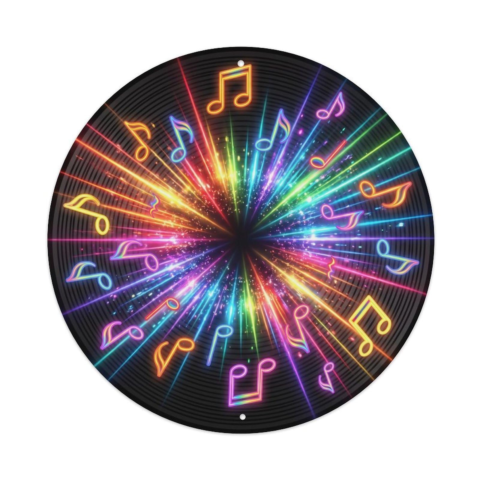 Colorful Music Vinyl Records Energetic Rainbow Burst Metal Tin Sign
