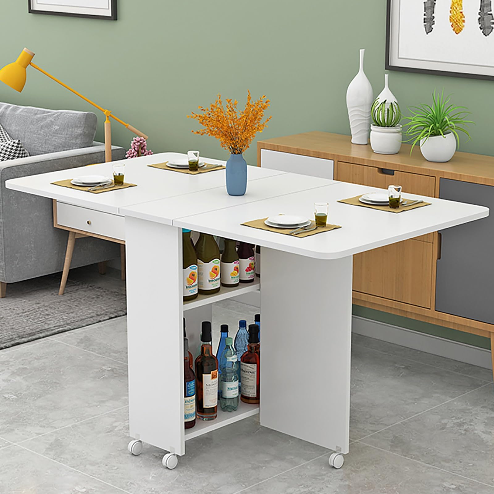 Table de salle à manger pliante moderne extensible multifonction cuisine