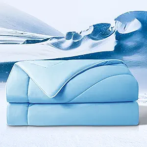 Bedtter® Luxe Cooling Comforter Twin/Twin XL, Cooling Blanket for Hot Sleepers, Q-Max>0.46 Sorona and Tencel Filling, Double-Sided Cold Breathable Lightweight Blanket, 68"x90", Blue