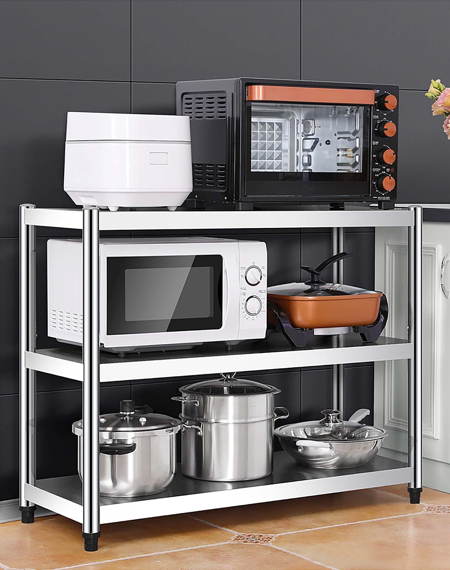 Libreria A 3 Ripiani YMYNY - Stile Industriale, 40x29x75 Cm, Per Cucina, Ufficio O Camera - Foto 13