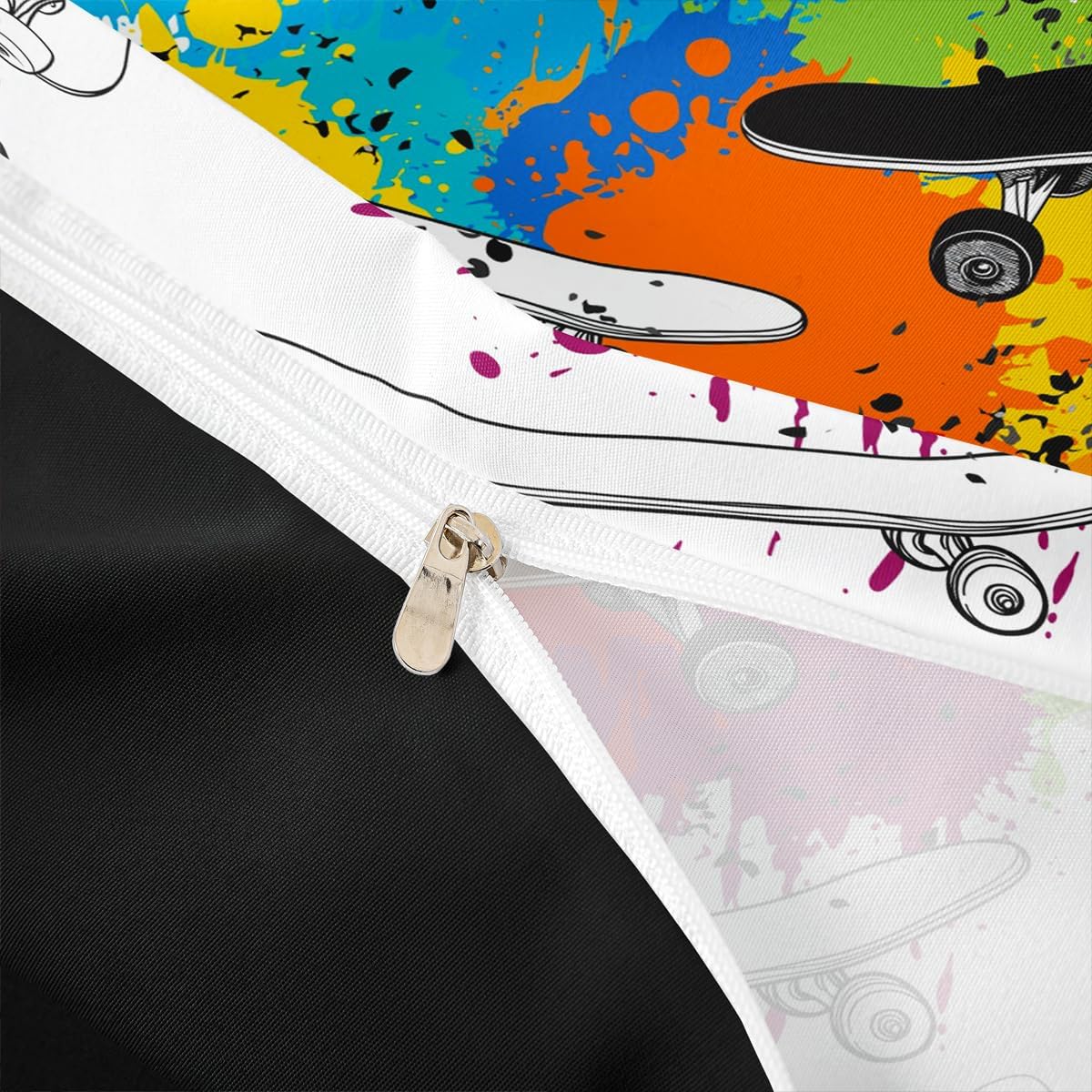 Erosebridal Boys Skateboard Duvet Cover, Tie Dye Comforter Cover King Size for Kids Girls Teens Bedroom, Extreme Sport Bedding Set Grunge Style Watercolour Bedspread Cover with 2 Pillow Cases