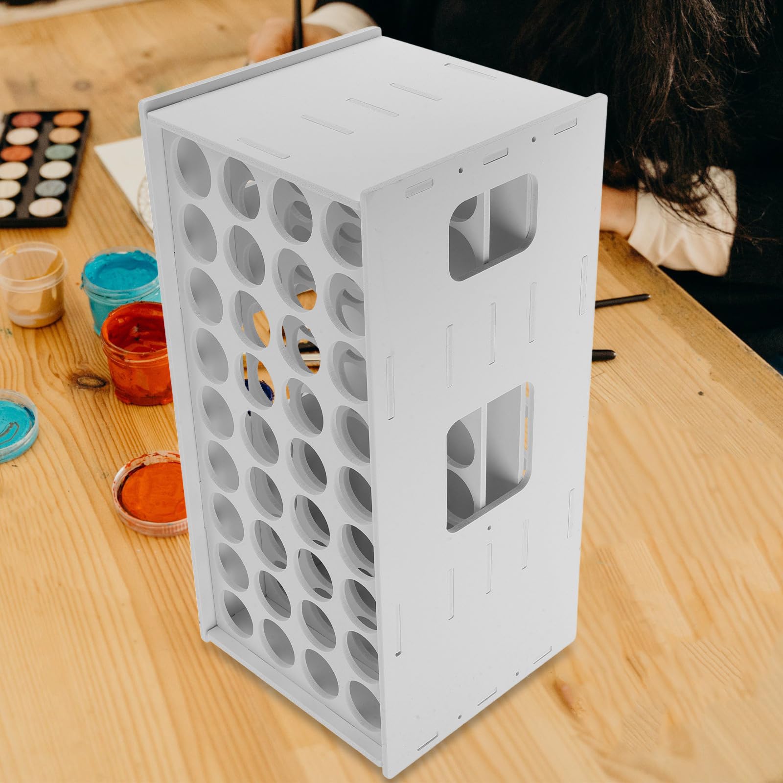 Organisateur Vertical Bois en de Emplacements 72 Multi-slots Rangement pour de Flacons de Pigments pour Création Artistique