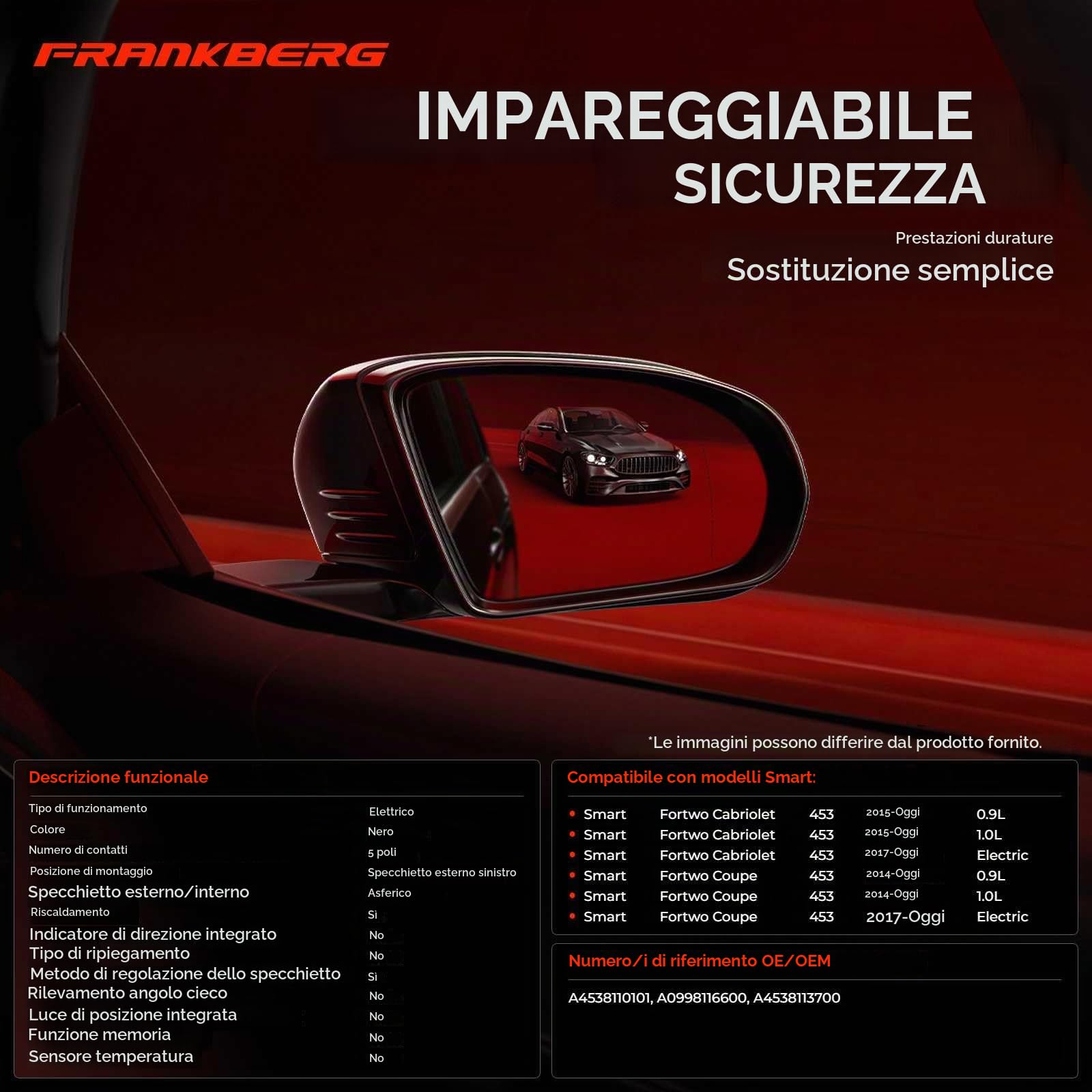 Frankberg Specchietto retrovisore esterno sinistro A4538110101