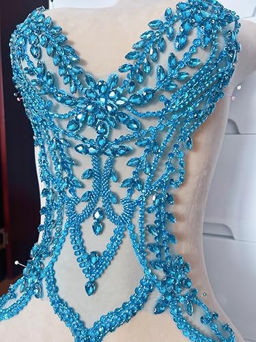 Vista 35 de Parches de encaje con cuentas a mano, disfraces, apliques con cristales de diamantes de imitación para manualidades, protege bodas, fiestas